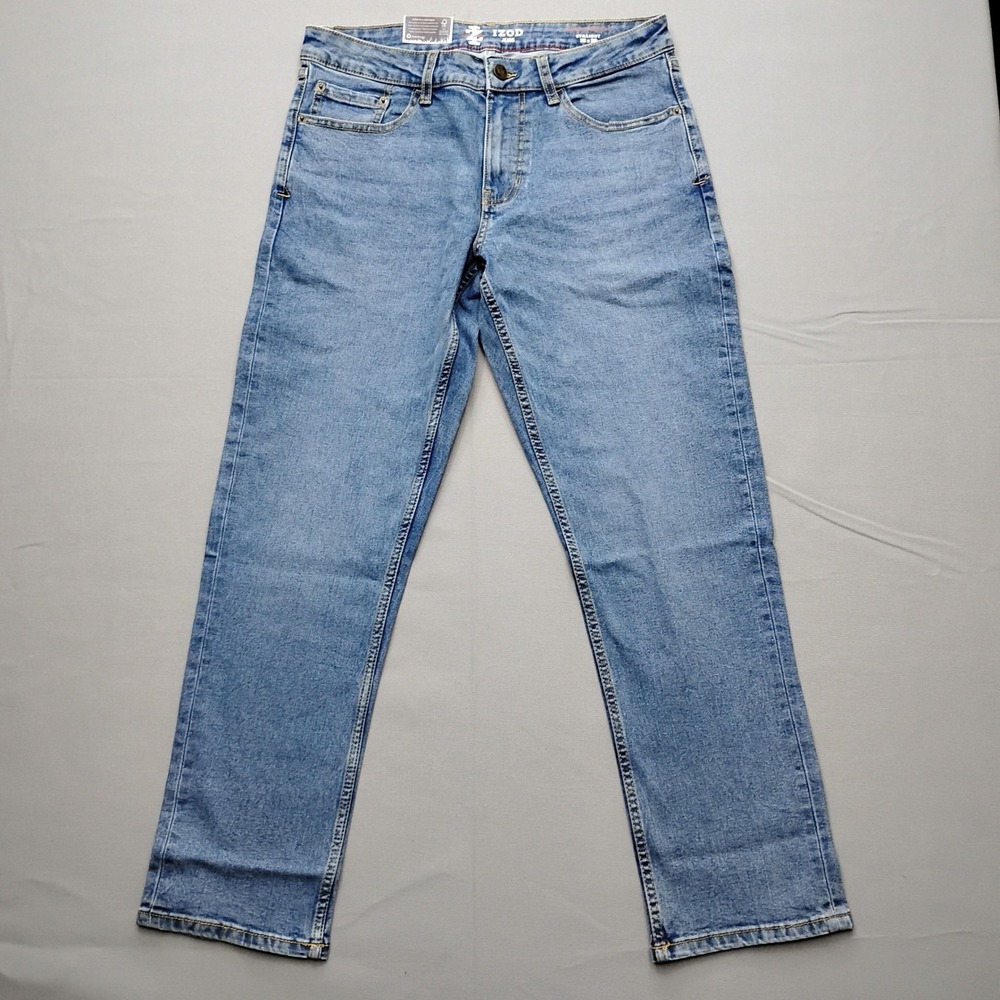 Izod Saltwater Straight Fit Comfort Stretch Denim Jeans Blue 32x30